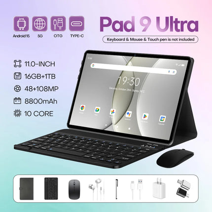 2025 Original Pad 9 Ultra 11-Inch Tablet PC for Kids Fast Charging 16GB Memory Front Camera Capacitive Screen
