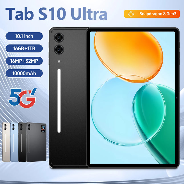 Latest Launch 10.1\" FHD Key Android Tablet PC Tab S10 Ultra with 10000mAh for Kids for Education and Entertainment