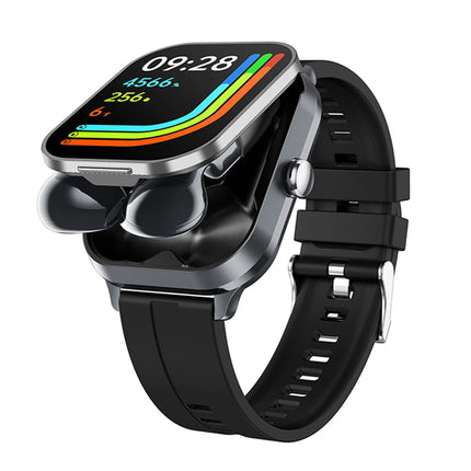 2024 Smart Watch 2.01inch Wireless Earbuds 2 in 1 BT Music Heart Rate Health Monitoring Sports Smartwatch with Silicone Sleeve