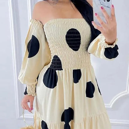 Women Off Shoulder Polkadot Backless Print
