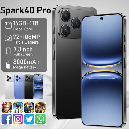 New High Quality Original Phone SPARK40 Cheap Gaming 7.3 Inch TECNO New 5g Mobile With Dual Sim Cards