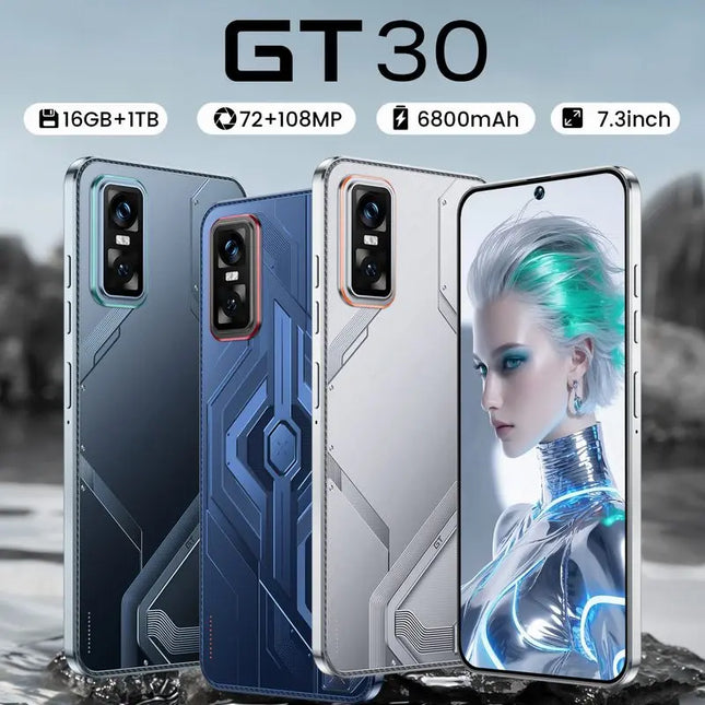 Good Quality 7.3 Inch GT30 Pro Smart Android 13 Phone Quality 5g Mobile Hd Large Screen Deca Core Cpu 65w Quick Charge Gaming