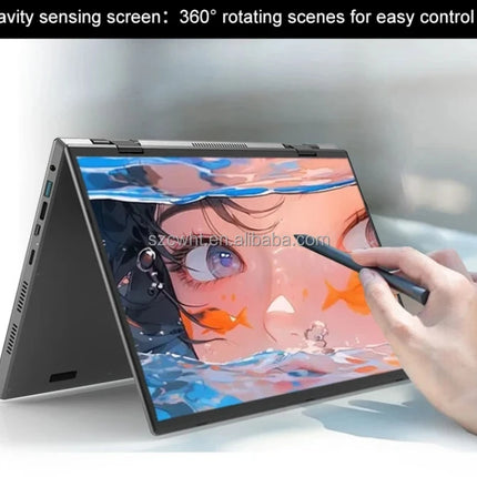 OEM New Novel 14 + 14 Inch Touch Screen Dual Screen Laptop Computer for College Student Business 16GB DDR4