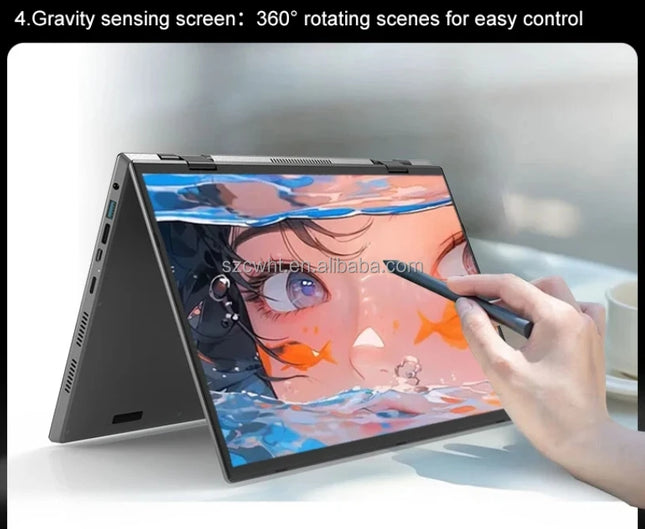 OEM New Novel 14 + 14 Inch Touch Screen Dual Screen Laptop Computer for College Student Business 16GB DDR4