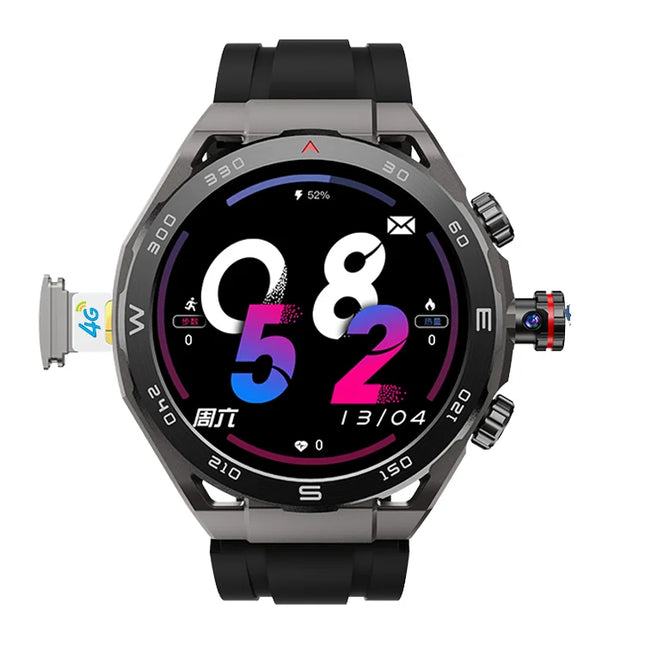 2025 Luxury Square Smart Watch 4+64GB Dual Camera Sleep Fitness Tracking GPS Video Call AMOLED 4G 5G Android Sim Silica Gel IP67