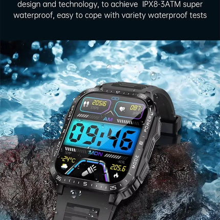 KT79 SmartWatch 1.96 Inch HD IPS Touch Screen 30M Deep 7-15 Days Flash UV Light 79 Alarm Compass Sport Watch for Android Rubber