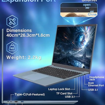 Laptops Brand New 17.3" Laptop Business I5-1038GN7 2TB Win 11 High Refresh Fingerprint Unlock Student Gaming Computer