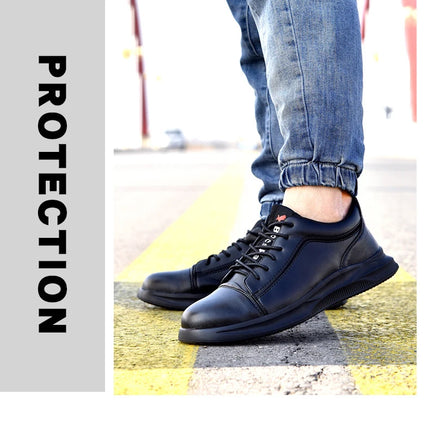 Mens Leather Safety Shoes Anti-Scalding Industrial Shoes Anti-Smash Anti-Puncture Work Shoes Steel Toe Shoes Waterproof