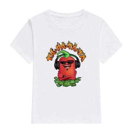 Children's 100% Cotton T Shirts Merch Edison Pepper "TA-PA-TA-TA" Print Casual Family Clothing Set boy's & girl's Fashion Tops