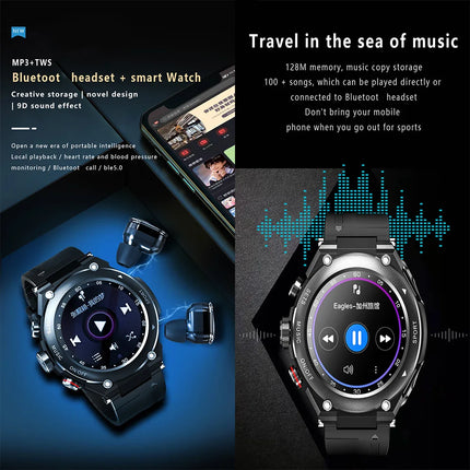 2 in 1 T92 Smart Bracelet and Waterproof Earbuds Headset IP67 Smart Watch with Touch Screen and TWS Calling Features