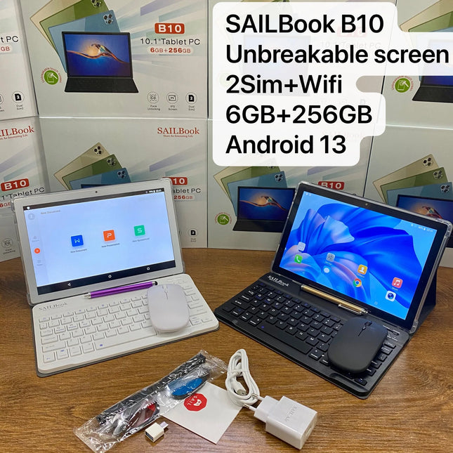 SAIL AIR B10 10.1 Inch IPS Android WIFI and 2SIM 6+256GB Tablet PC Complete Set of Keyboard Mouse Configurations for Sale ANDR13