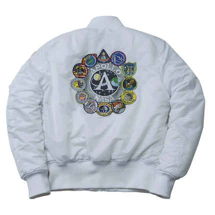 Winter bomber flight jacket vintage MA-1 APOLLO men coat streetwear warm varsity hip hop baseball letterman pilot us air force