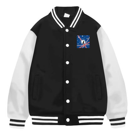 Australia Flag Printed Women's Men's Varsity Baseball Jackets Casual Letterman Bomber Jacket Windbreaker Lightweight Jacket Coat