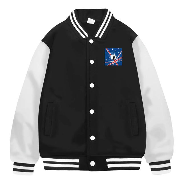 Australia Flag Printed Women's Men's Varsity Baseball Jackets Casual Letterman Bomber Jacket Windbreaker Lightweight Jacket Coat