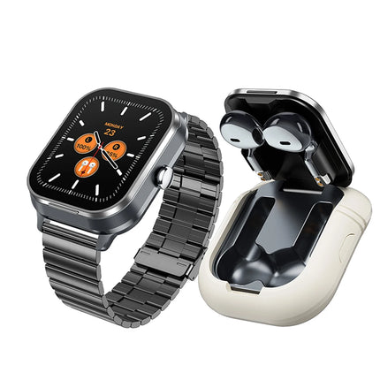 2024 Smart Watch 2.01inch Wireless Earbuds 2 in 1 BT Music Heart Rate Health Monitoring Sports Smartwatch with Silicone Sleeve