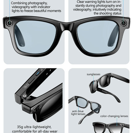 2025 Ultra HD Shooting Smart Camera Glasses Smart Recognition AI Voice Assistant Video Recording Translation AI Camera Glasses