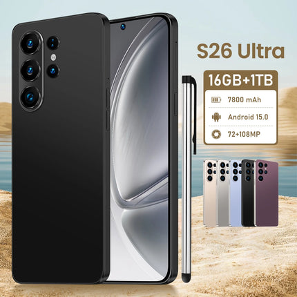 Hot Selling S26 Ultra 5G Smartphone Original Android 15 108MP HD Beauty Camera 16GB+1TB 7.3inch Unlocked Deca Core Cellular CDMA