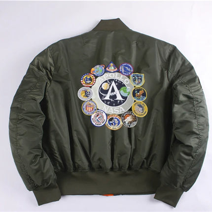 Winter bomber flight jacket vintage MA-1 APOLLO men coat streetwear warm varsity hip hop baseball letterman pilot us air force
