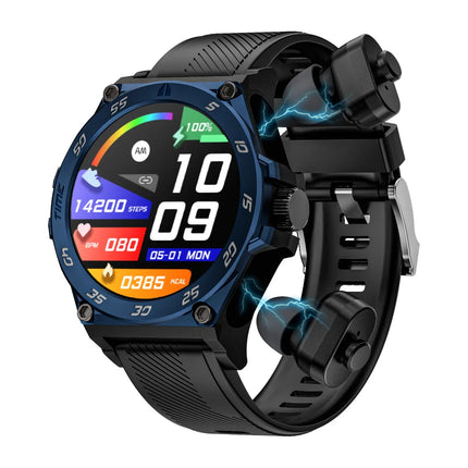 2 in 1 Smart Watch with Earphone LC18 1.53inch Amoled Screen BT Call Voice Assistant Health Monitoring Smartwatch 400mah Battery
