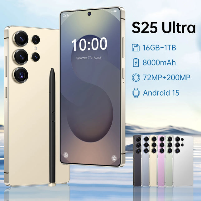 2025 S25 ULTRA 7.3 Inch Android Smartphone Unlocked 5G Dual SIM 108MP 16GB+1TB Deca Core French Global Version LTE/CDMA