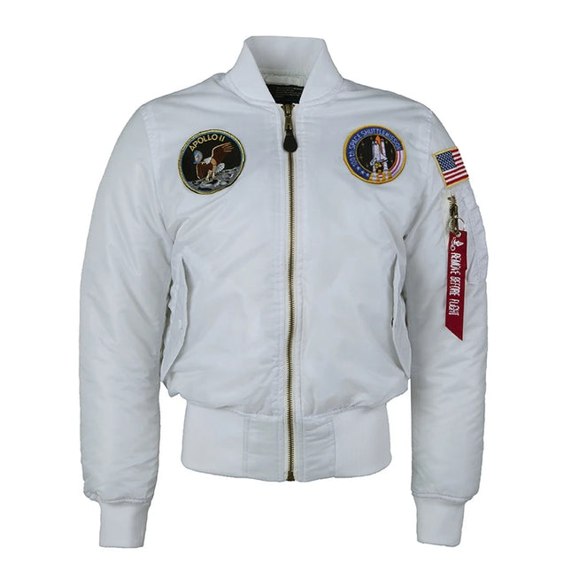 Winter bomber flight jacket vintage MA-1 APOLLO men coat streetwear warm varsity hip hop baseball letterman pilot us air force