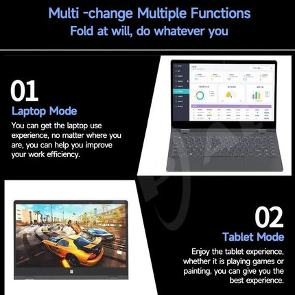 Laptop Gaming Design 360° Folding Laptop Intel 8GB 16GB 32RB RAM DDR4 CPU 14" Touch Screen Laptop Ordinateur Portable