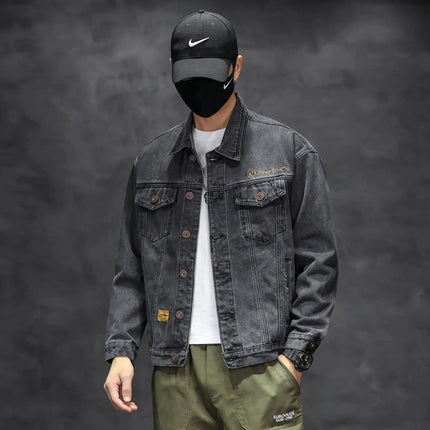 2025 Spring Black Men Denim Jacket, Korean Version of The Trend Handsome Outer Clothes Student Jacket Men Blue Male Coat