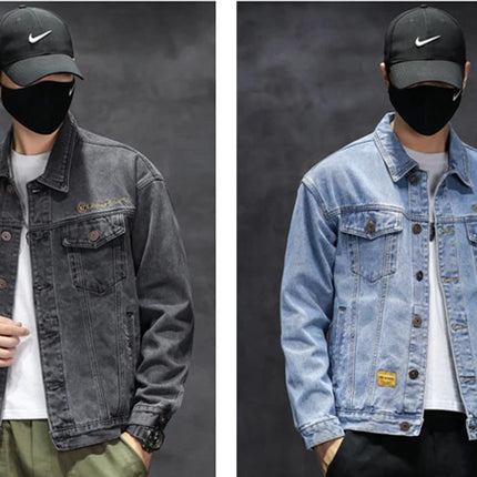 2025 Spring Black Men Denim Jacket, Korean Version of The Trend Handsome Outer Clothes Student Jacket Men Blue Male Coat