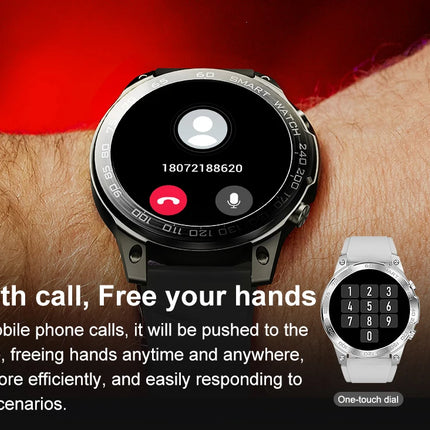 Rugged Smart Wristwatch DM50 for Men 400mAh Large Battery Outdoor Sport Fitness Tracker BT Call Waterproof Smartwatch 2024