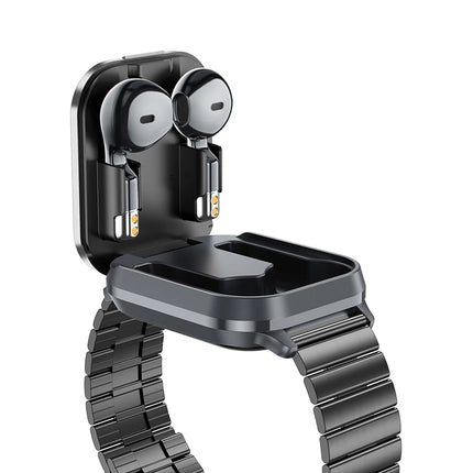 2024 Smart Watch 2.01inch Wireless Earbuds 2 in 1 BT Music Heart Rate Health Monitoring Sports Smartwatch with Silicone Sleeve