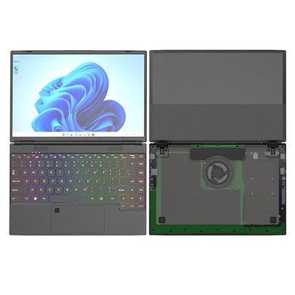14-Inch RGB Backlit Keyboard Windows 11 PC 1920x1200 FHD DDR 16GB SSD 512GB 1TB 2TB Cheap Laptop Transparent Plastic RGB Backlit