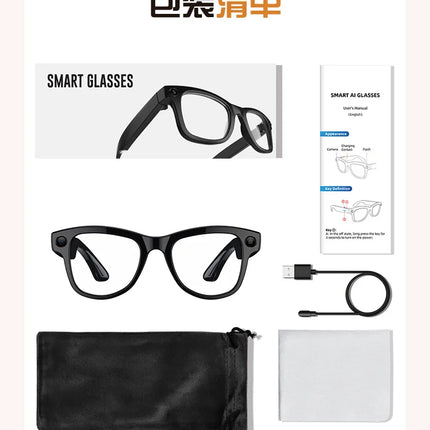 2025 Ultra HD Shooting Smart Camera Glasses Smart Recognition AI Voice Assistant Video Recording Translation AI Camera Glasses