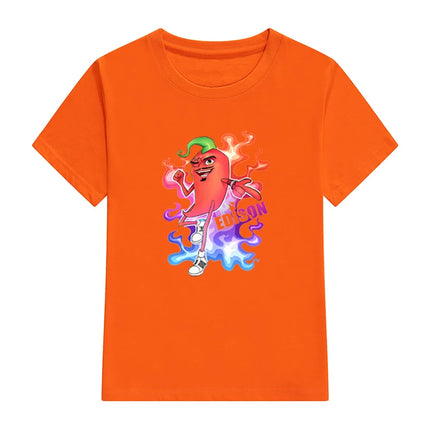 Children's 100% Cotton T Shirts Merch Edison Perec Chilli Hot Casual Family Clothing Set boy's girl's Fashion Pepper Print Tops