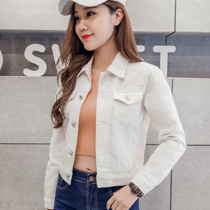 New Long Sleeve winter Slim White Black Jeans Top For Women Solid Denim Jacket Women Short Overcoat Ladies Jackets Tops