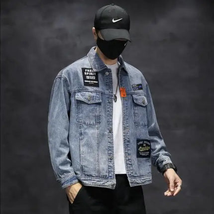 2025 Spring Black Men Denim Jacket, Korean Version of The Trend Handsome Outer Clothes Student Jacket Men Blue Male Coat