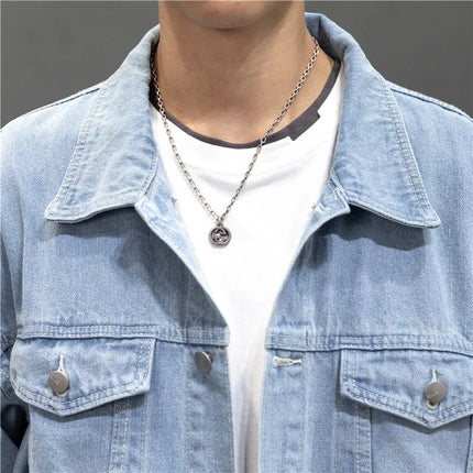 New Denim Jacket Men Vintage Jean Coats Streetwear Fashion Jean Jacket Men Turn Down Collar Denim Outerwear Cotton Bomber Jacket