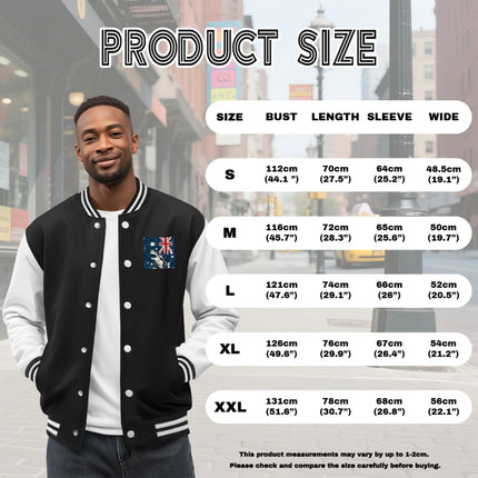 Australia Flag Printed Women's Men's Varsity Baseball Jackets Casual Letterman Bomber Jacket Windbreaker Lightweight Jacket Coat