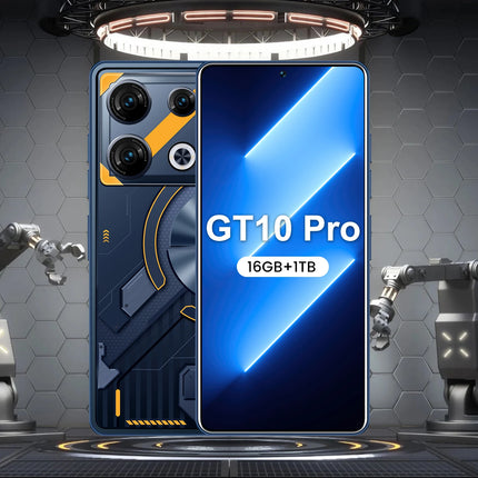 GT10 Pro Phone 5G Capable 16GB RAM 1TB Storage HD Screen MTK Processor Dual Card Unlock Smartphone