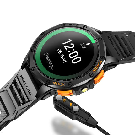 K67 Men's Sport Smart Watch with 1.43 Inch AMOLED LED Waterproof Compass Altimeter Music Control GPS and Calendar Function