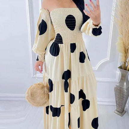 Women Off Shoulder Polkadot Backless Print