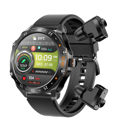 2 in 1 TWS T95 Smart Watch with Wireless Earbuds 1.52inch Screen Waterproof BT Call 400mah Battery Sports Headphones Smartwatch