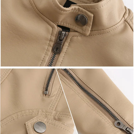 Faux Leather Jacket Women 2025 Autumn Spring Women's Moto Biker Jacket Red Black Coat Outerwear Brown Purple Blue 3xl 4xl Coffee