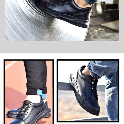 Mens Leather Safety Shoes Anti-Scalding Industrial Shoes Anti-Smash Anti-Puncture Work Shoes Steel Toe Shoes Waterproof
