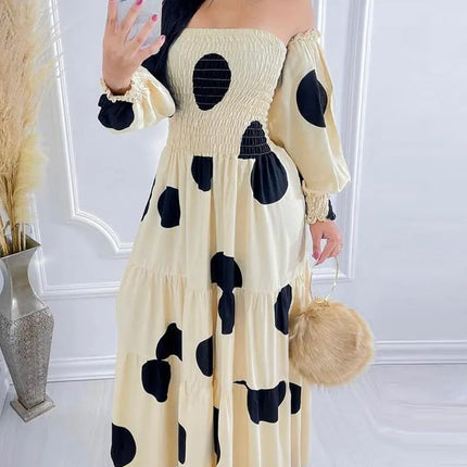 Women Off Shoulder Polkadot Backless Print