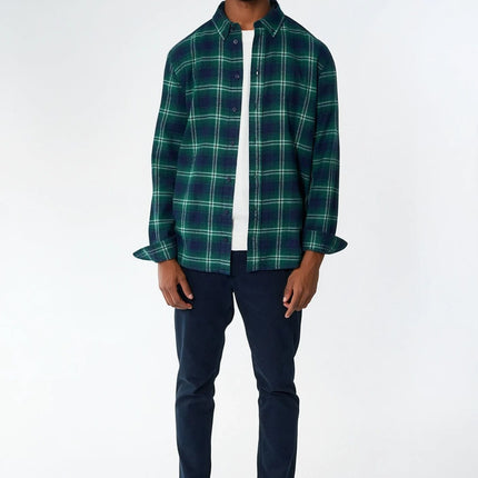 Humphrey Flannel check shirt - Varsity Green