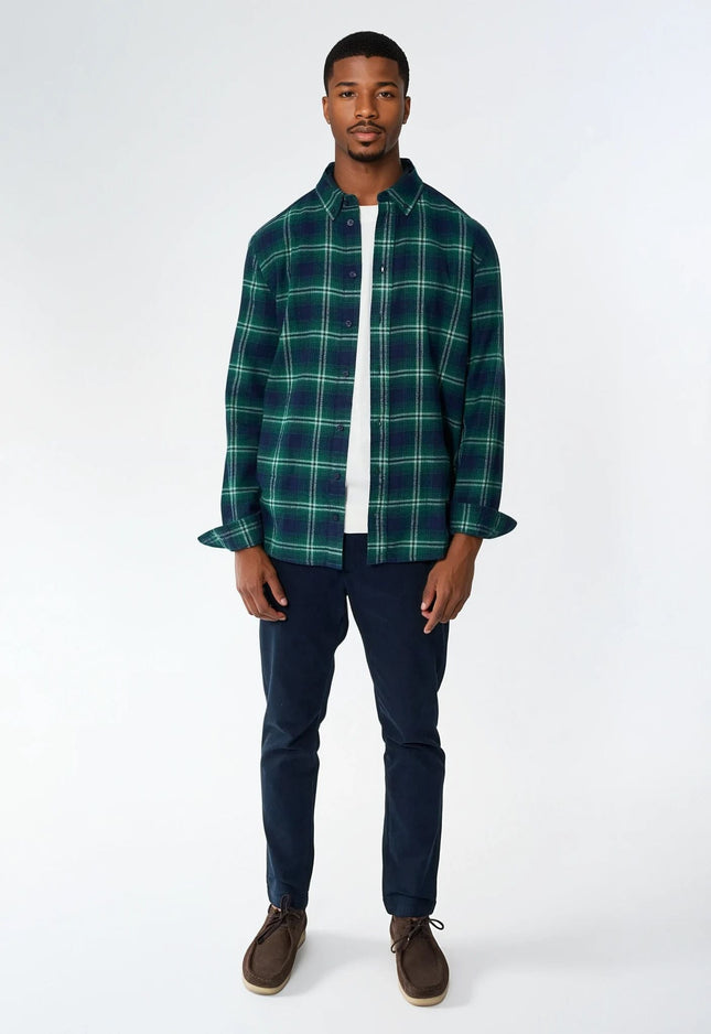 Humphrey Flannel check shirt - Varsity Green