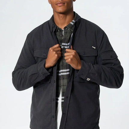 Humphrey Light Twill boxpocket quilt overshirt - Dark Grey