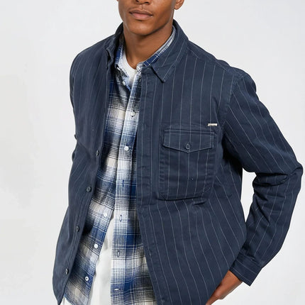 Humphrey Pinstripe quilt overshirt - Charcoal