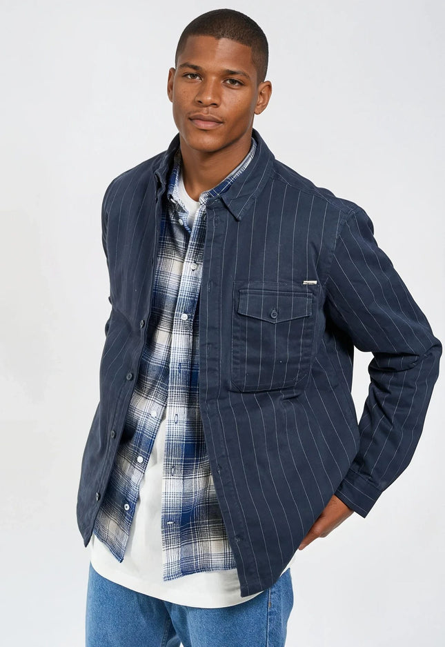 Humphrey Pinstripe quilt overshirt - Charcoal