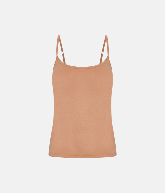 2 stk Tan bambus toppe med tynde stropper